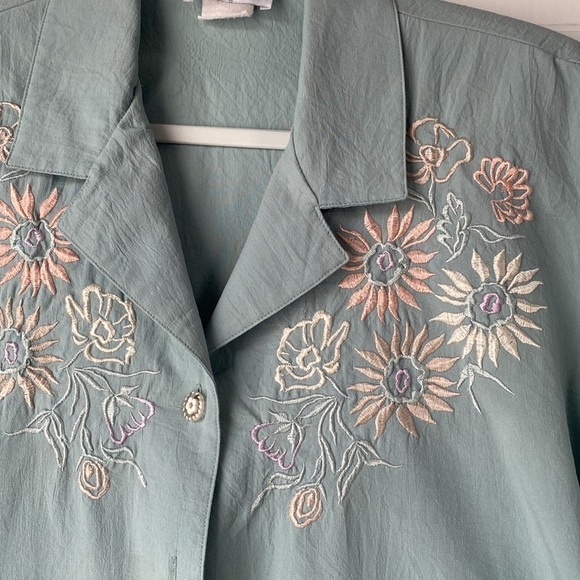 Vintage Teddi Embroidered Floral Blouse - large Y2K - Picture 3 of 6